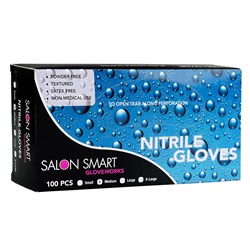 Salon Smart Nitrile Gloves Black Medium 100pk