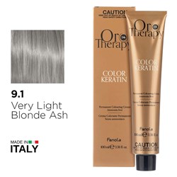 Fanola Oro Therapy Color Keratin Hair Colour 9.1 Very Light Blonde Ash