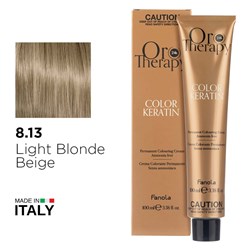 Fanola Oro Therapy Color Keratin Hair Colour 8.13 Light Blonde Beige