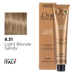Fanola Oro Therapy Color Keratin Hair Colour 8.31 Light Blonde Sandy