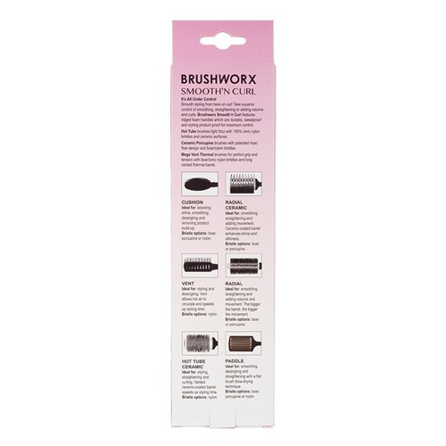 Brushworx Smooth n Curl Ceramic Porcupine Brush Large