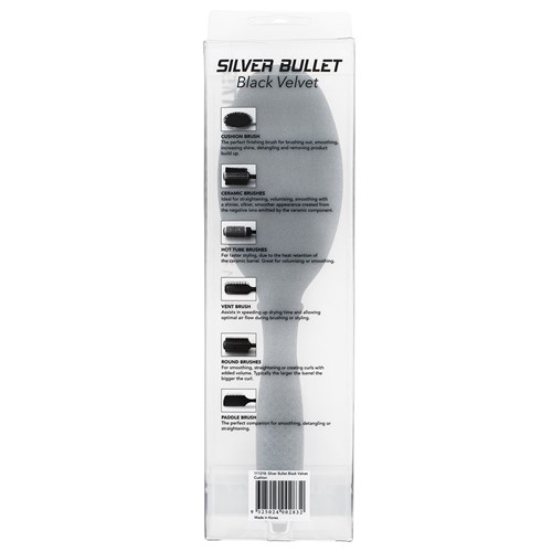Silver Bullet Black Velvet Cushion Hair Brush