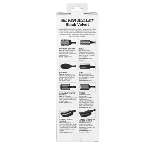 Silver Bullet Black Velvet Curved Vent Paddle Brush