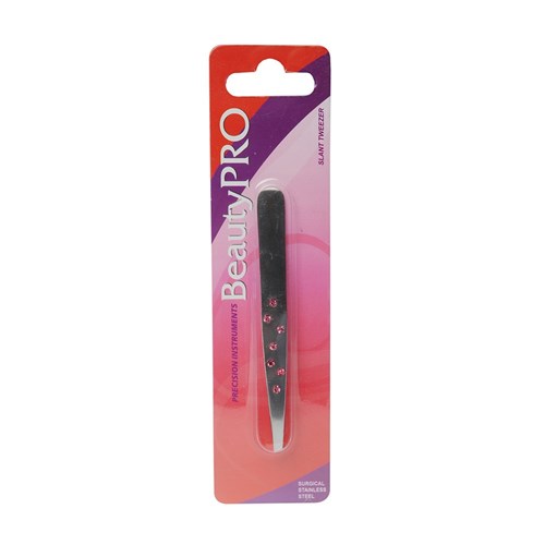 BeautyPRO Dazzle Me Pink Crystal Slant Tweezer