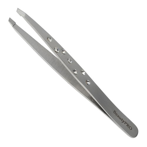 BeautyPRO Dazzle Me White Crystal Slant Tweezer