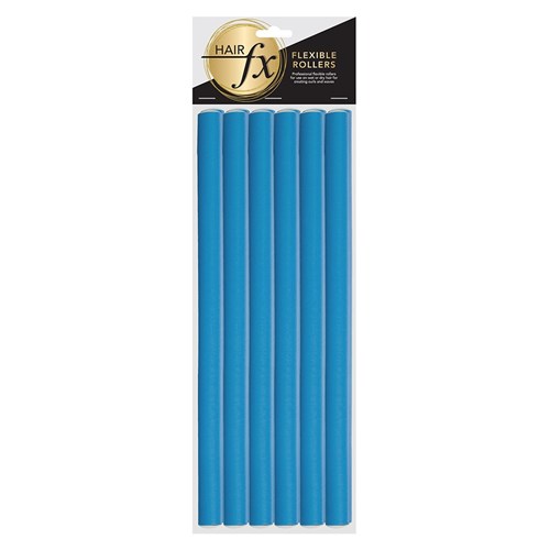 Hair FX Long Flexible Hair Rollers - Blue, 12pk