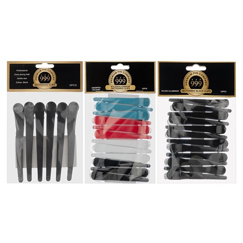 Premium Pin Company 999 Coloured Nylon Aluminium Sectioning Hair Clips, 12pk
