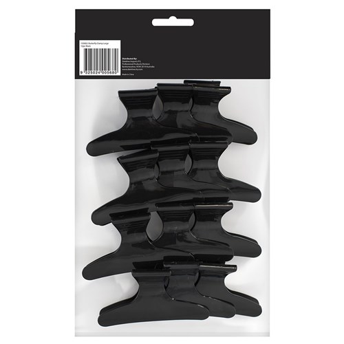 Salon Smart Black Butterfly Hair Clips Large 12pk