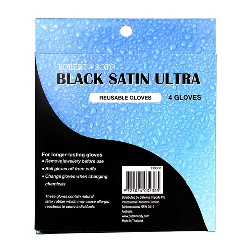 Robert de Soto Black Satin Ultra Reusable Gloves Small 4pk