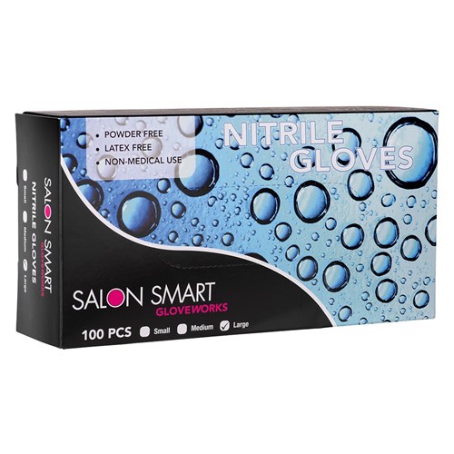 Salon Smart Nitrile Gloves Black Large 100pk