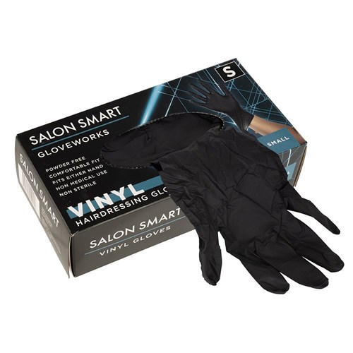 Salon Smart Vinyl Gloves Black Small 100pk