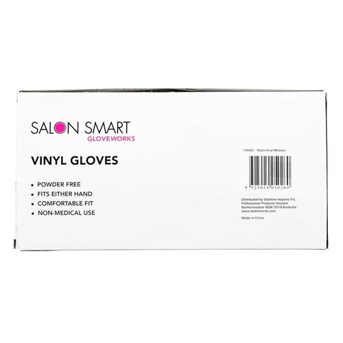 Salon Smart Vinyl Gloves Black Medium 100pk