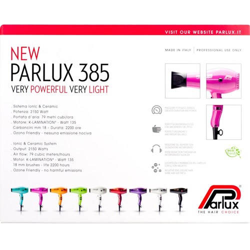 Parlux 385 Power Light Ceramic Ionic Hair Dryer White