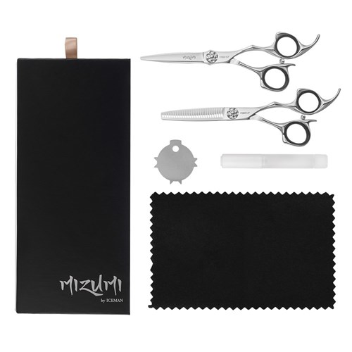 Iceman Mizumi Katani 5.5” Hairdressing Scissors and Thinner Set Silver