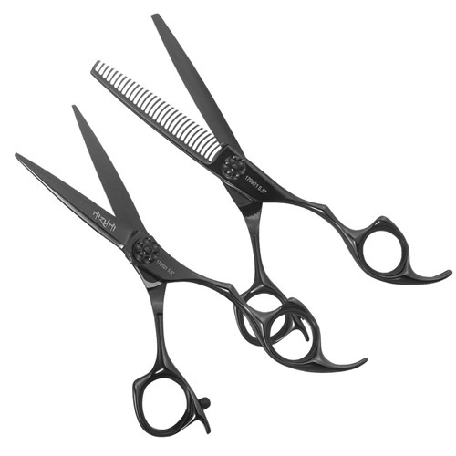 Iceman Mizumi Katani 5.5” Hairdressing Scissors and Thinner Set Black