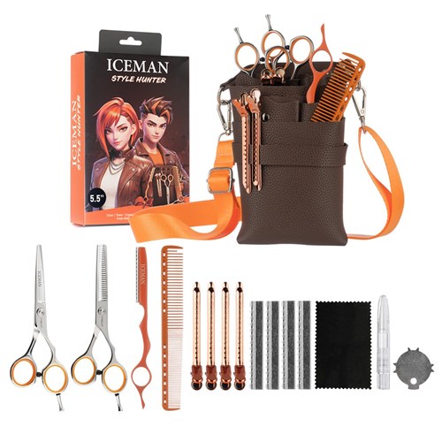 Iceman Style Hunter 5.5” Hairdressing Scissors Set Orange