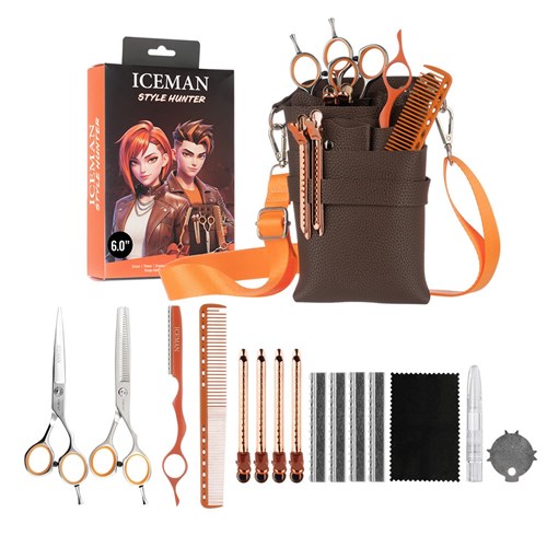 Iceman Style Hunter 6” Hairdressing Scissors Set Orange
