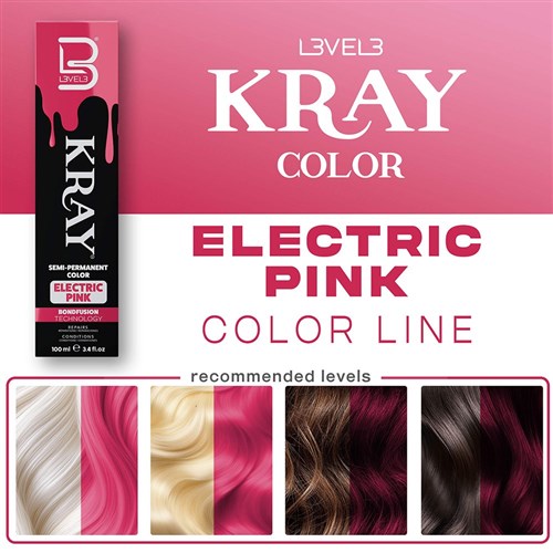 L3VEL3 Kray Semi Permanent Hair Colour Electric Pink