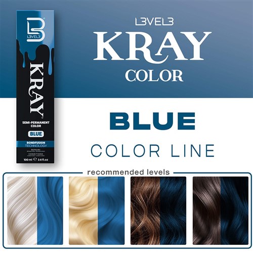 L3VEL3 Kray Semi Permanent Hair Colour Blue