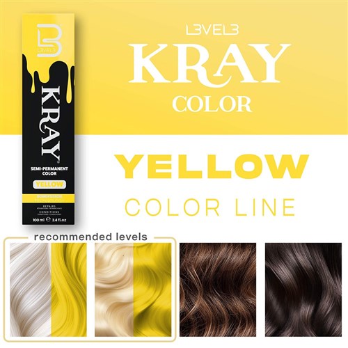 L3VEL3 Kray Semi Permanent Hair Colour Yellow