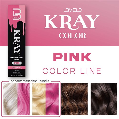 L3VEL3 Kray Semi Permanent Hair Colour Pink