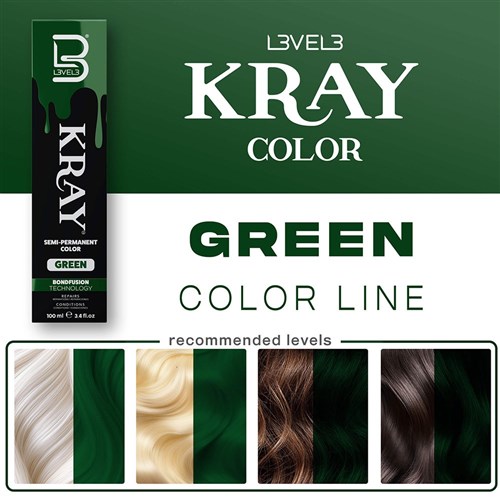L3VEL3 Kray Semi Permanent Hair Colour Green