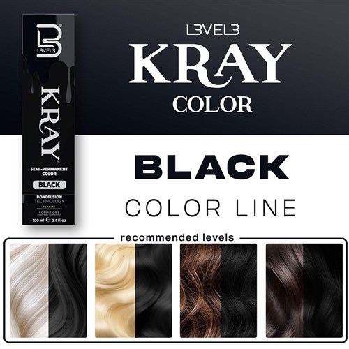 L3VEL3 Kray Semi Permanent Hair Colour Black