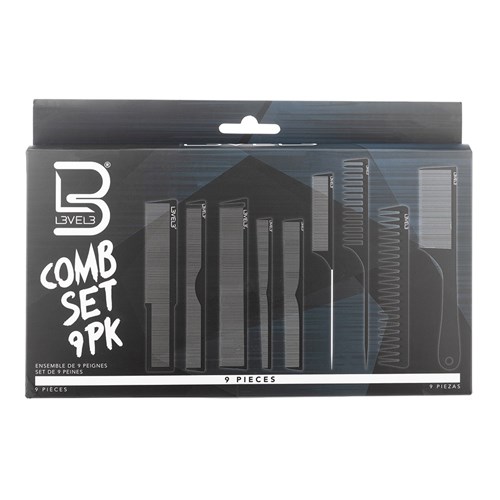 L3VEL3 Hair Styling Comb Set 9pk