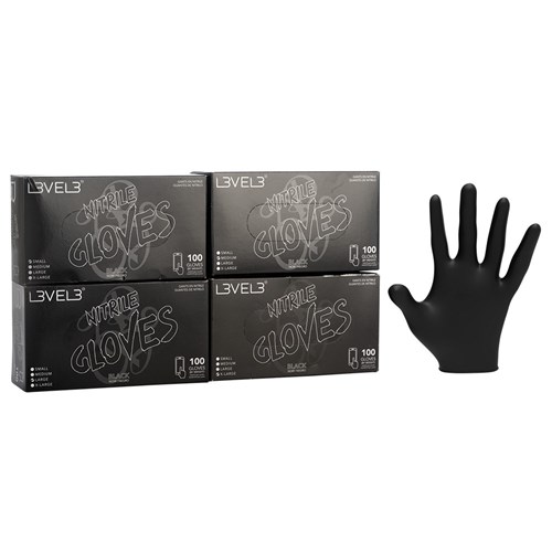 LVL3 NITRILE GLOVES BLACK MED