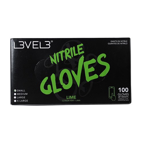 LVL3 NITRILE GLOVES LIME SML