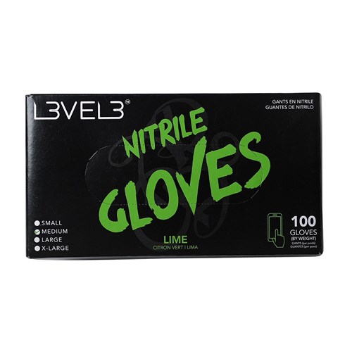 LVL3 NITRILE GLOVES LIME MED