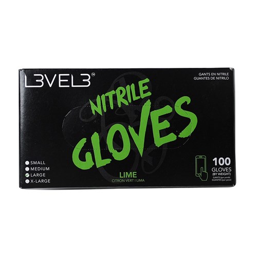 LVL3 NITRILE GLOVES LIME LGE