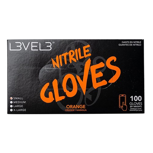 LVL3 NITRILE GLOVES ORANGE SML
