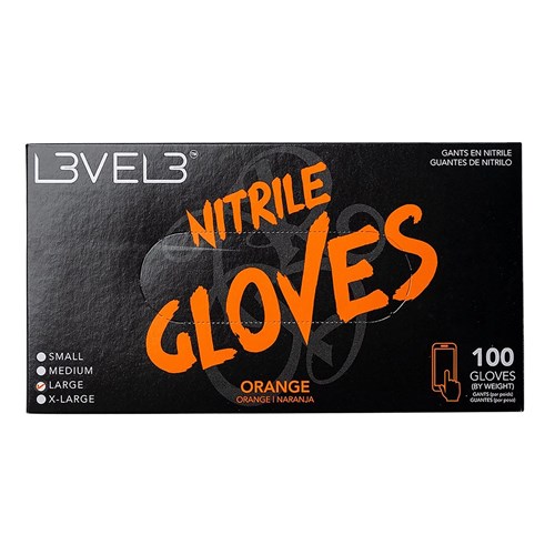 LVL3 NITRILE GLOVES ORANGE LGE