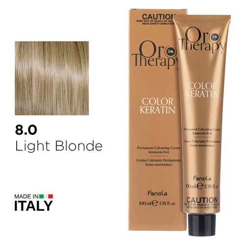 Fanola Oro Therapy Color Keratin Hair Colour 8.0 Light Blonde