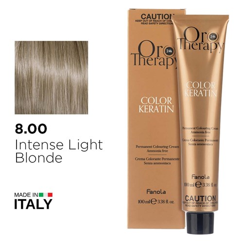 Fanola Oro Therapy Color Keratin Hair Colour 8.00 Intense Light Blonde