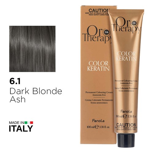 Fanola Oro Therapy Color Keratin Hair Colour 6.1 Dark Blonde Ash