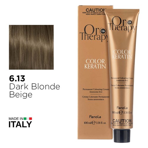 Fanola Oro Therapy Color Keratin Hair Colour 6.13 Dark Blonde Beige
