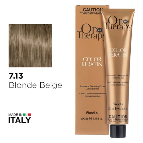 Fanola Oro Therapy Color Keratin Hair Colour 7.13 Blonde Beige