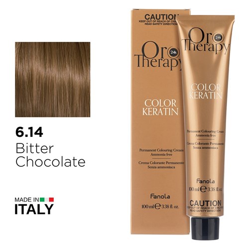 Fanola Oro Therapy Color Keratin Hair Colour 6.14 Bitter Chocolate