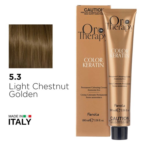 Fanola Oro Therapy Color Keratin Hair Colour 5.3 Light Chestnut Golden