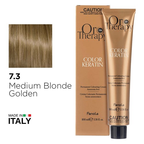 Fanola Oro Therapy Color Keratin Hair Colour 7.3 Medium Blonde Golden