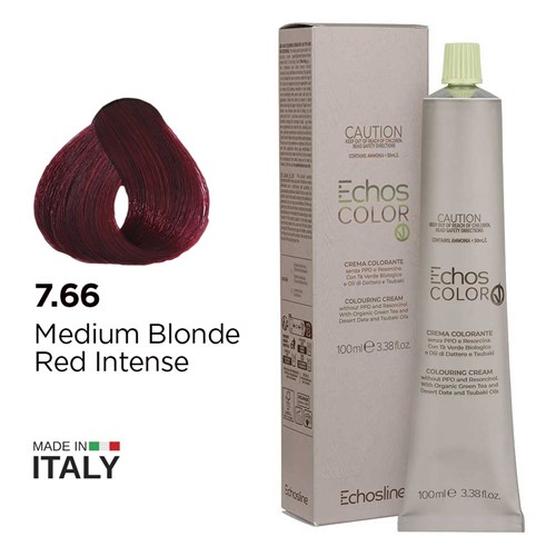 Echos Color Vegan Hair Colour 7.66 Medium Blonde Red Intense