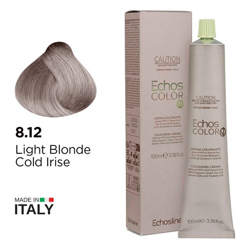 Echos Color Vegan Hair Colour 8.12 Light Blonde Cold Irise