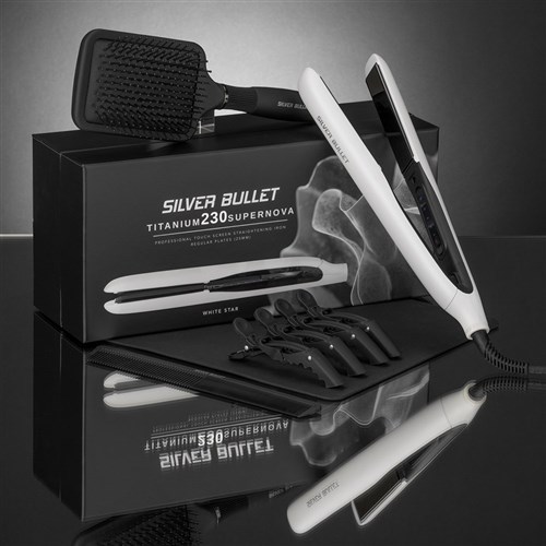 Silver Bullet Titanium 230 Supernova Hair Straightener White Star